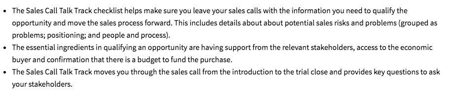 sales call track